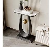 Table basse avec base en forme de croissant - Design moderne - Plateau de rangement unique - Cadre en fer pour salon et salle à manger