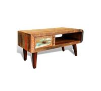 Table basse avec bord incurvé et 1 tiroir Bois de récupération