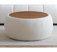 Table basse avec coffre de rangement en tissu bouclette et MDF - Blanc - SORIELI