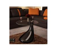 vidaXL Table basse avec dessus de table en verre rond Noir brillant Noir G