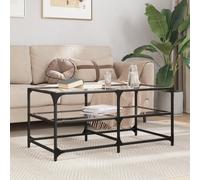 vidaXL Table basse en acier 98,5×50×45 cm, dessus en verre transparent