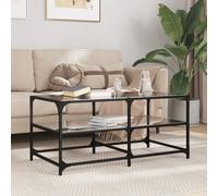 Vidaxl Table Basse Avec Dessus En Verre Noir 98,5x50x45 Cm Acier Multicolore