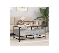 Table basse avec dessus en verre sonoma gris 98,5x50x45cm acier, table d'appoint, table de salon, table à thé, bout 846047