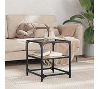 Table basse avec dessus en verre transparent 40x40x45 cm acier
