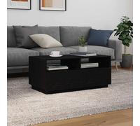 Table basse avec éclairage RVB - Aspect chêne noir - 90 x 49 x 40 cm - Meuble de salon moderne avec connecteur - Pour décoration de salon, tables et tables basses