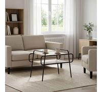 vidaXL Table basse en chêne noir 70 x 50 x 51 cm Bois d'ingénierie, Table basse élégante, rectangulaire, design moderne, facile à nettoyer, 2 niveaux, bois, meuble pratique