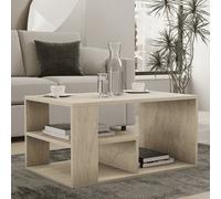 Table Basse Avec Étagères Décor Travertin L80 Cm Beige
