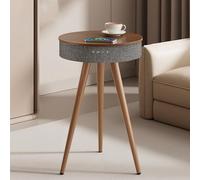 Table basse avec haut-parleur Bluetooth avec chargement sans fil, son Hifi et dessus étanche pour décoration d'intérieur et divertissement
