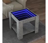 vidaXL Table basse avec LED gris béton 73x53x45 cm bois d'ingénierie