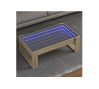 vidaXL Table basse LED Infini – chêne Sonoma 90x53x30 cm