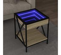 vidaXL Table basse avec LED infini chêne sonoma 70x50x38 cm, table d'appoint, table de salon, table latérale, bout de 847703 Multicolore G