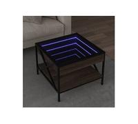 vidaXL Table basse avec LED Infinity chêne marron 50x50x38 cm, table d'appoint, table de salon, table latérale, bout de 847701 Marron G