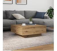 vidaXL Table basse Chêne artisanal avec lumières LED 80x80x31 cm