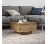 vidaXL Table basse Chêne artisanal – Bois d'ingénierie, LED, 55 x 55 x 31 cm