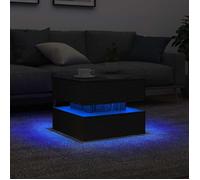vidaXL Table basse avec lampes LED aspect chêne 50x50x40 cm Noir