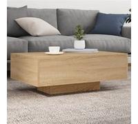 vidaXL Table Basse avec Lumières LED, Table d'Appoint, Bout de Canapé, Meuble de Salon Salle de Séjour, Moderne, Chêne 836611