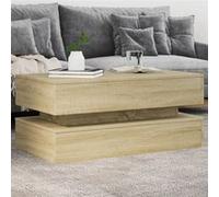 vidaXL Table basse 839863 – LED, bout de canapé moderne – Chêne