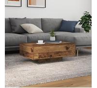 Table basse avec lumières LED en bois ancien 85x55x31 cm