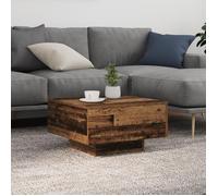 Table basse avec lumières LED en bois vieilli 55x55x31 cm