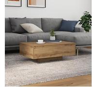 Table Basse avec Lumières LED en Chêne Artisanal 85x55x31 cm