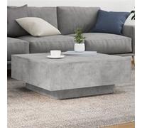 vidaXL Table basse avec lumières LED gris béton 80x80x31 cm