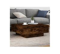 vidaXL Table basse d'appoint LED moderne, bout de canapé, chêne fumé (bois d'ingénierie)