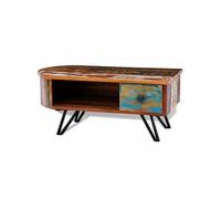 Table basse avec pieds en fer Bois massif de récupération
