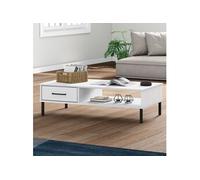 vidaXL Table basse avec pieds en métal Blanc Bois pin massif OSLO