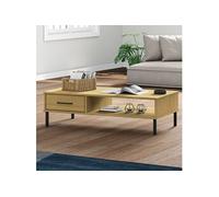 vidaXL Table basse avec pieds en métal Marron Bois pin massif OSLO351036 Marron G