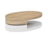 Table basse avec plateau pivotant - MDF - Naturel et blanc - VITALY