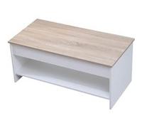 Happy Garden Table Basse Moderne avec Plateau relevable Blanche et Bois Hedda. Table de Salon en Bois avec Rangement. Table rectangulaire avec étagère.
