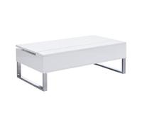 Table basse avec plateau relevable en MDF et métal chromé - Blanc laqué - SECALI