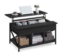 Table Basse Avec Plateau Relevable Et Rangements - L100 Cm - Noir Noir