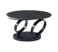Table basse avec plateaux pivotants en céramique, verre trempé et métal - Effet marbre noir - JOLINE de Maison Céphy
