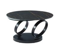 Table basse avec plateaux pivotants en céramique, verre trempé et métal - Effet marbre noir - JOLINE de Maison Céphy