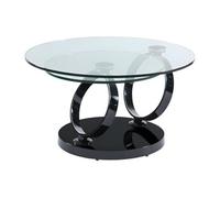 Table basse avec plateaux pivotants JOLINE - Verre trempé transparent et pied chromé noir de Maison Céphy