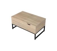 Happy Garden Table Basse Moderne avec Plateaux relevables Noire et Bois Lotta. Table de Salon rectangulaire en Bois avec Rangement.