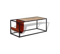 Table basse avec porte-revues Cuir véritable 110 x 50 x 45 cm