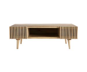 Table basse avec portes coulissantes bois manguier massif ALBA