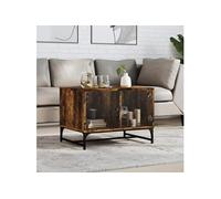 Vidaxl Table Basse Avec Portes En Verre Chêne Fumé 68,5x50x50 Cm Multicolore