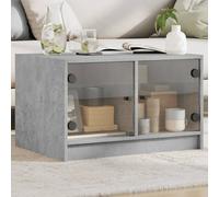 vidaXL Table basse avec portes en verre - rangement, moderne - Sonoma gris 68x50x42 cm
