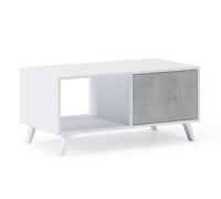 Table basse avec portes, modèle WIND, structure BLANC MAT, portes CIMENT