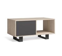 Table basse avec portes, Modèle WIND, structure Chêne, portes Gris Anthracite.