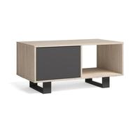 Table basse avec portes, salle à manger, Modèle WIND, couleur Chêne-Gris Anthracite, 92x50x45cm, RF1009