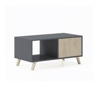 Table basse avec portes, salle à manger, modèle WIND, Gris Anthracite-Chêne, 92x50x45cm, RF620