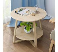 Table basse avec rangement - Design rond à 2 niveaux - Construction en panneaux de fibres denses - Idéale pour le salon, la chambre à coucher et le balcon