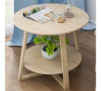 Table basse avec rangement - Design rond à 2 niveaux - Construction en panneaux de fibres denses - Idéale pour le salon, la chambre à coucher et le balcon