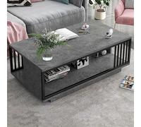 Table basse avec rangement, plateau en imitation marbre rectangulaire, cadre en métal à 2 niveaux pour le salon