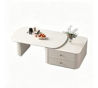 Table basse avec rangement, plateau en pierre frittée, table carrée moderne | Table basse de luxe haut de gamme au design minimaliste moderne pour le salon d'une demeure de prestige(A)
