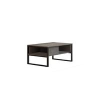 Toilinux - Table Basse avec rangements en panneaux de particules et métal - Noir Gris G